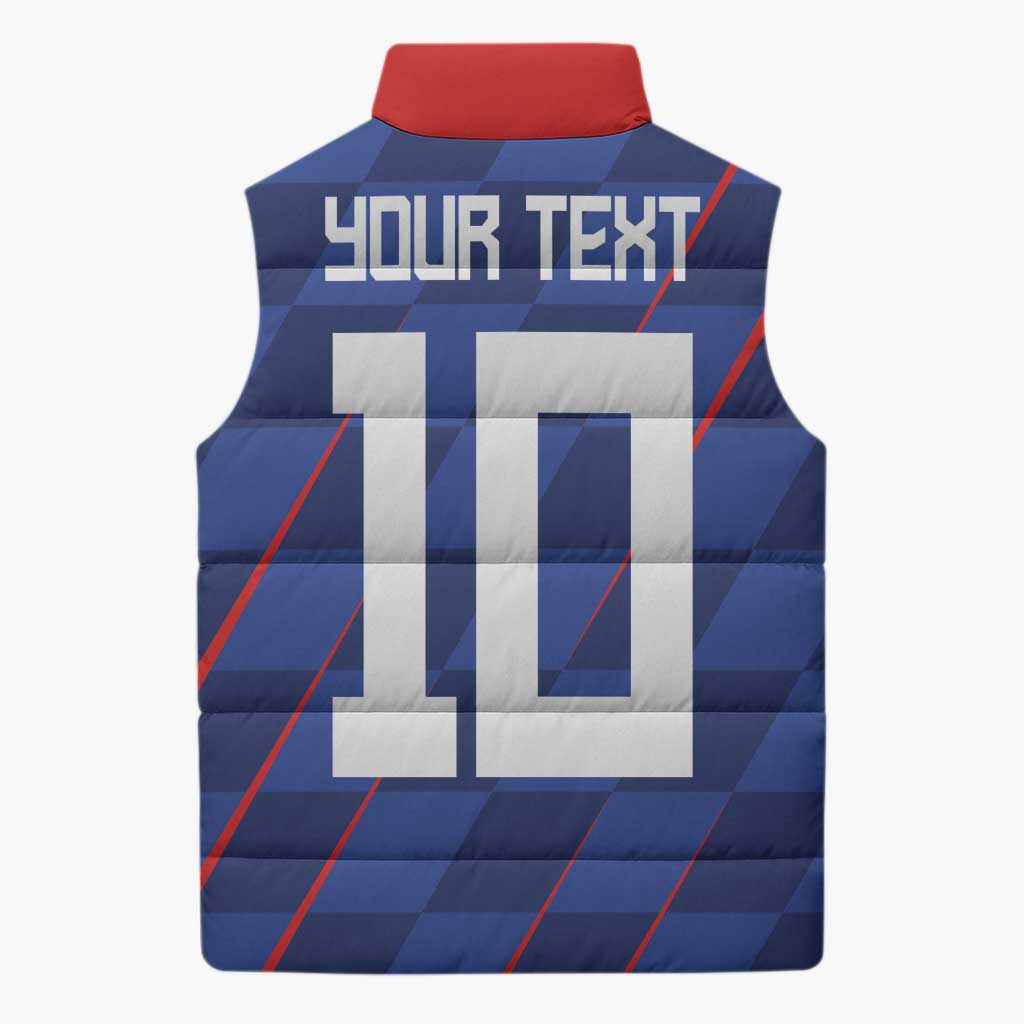 Custom Croatia National Football Sleeveless Puffer Jacket The Checkered Blue Version - Wonder Print Shop