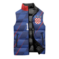 Custom Croatia National Football Sleeveless Puffer Jacket The Checkered Blue Version - Wonder Print Shop