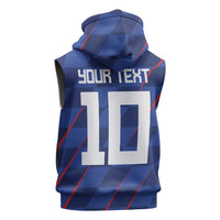 Custom Croatia National Football Sleeveless Zip Hoodie The Checkered Blue Version - Wonder Print Shop