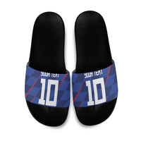 Custom Croatia National Football Slide Sandals The Checkered Blue Version - Wonder Print Shop
