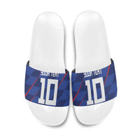 Custom Croatia National Football Slide Sandals The Checkered Blue Version - Wonder Print Shop