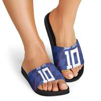 Custom Croatia National Football Slide Sandals The Checkered Blue Version - Wonder Print Shop