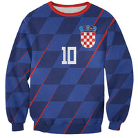 Custom Croatia National Football Sweatshirt The Checkered Blue Version - Wonder Print Shop