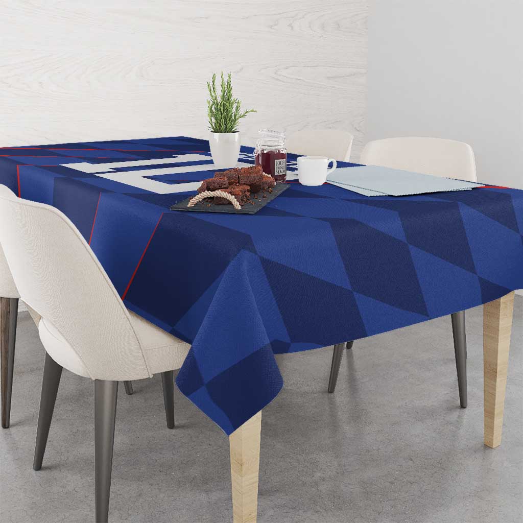 Custom Croatia National Football Tablecloth The Checkered Blue Version - Wonder Print Shop