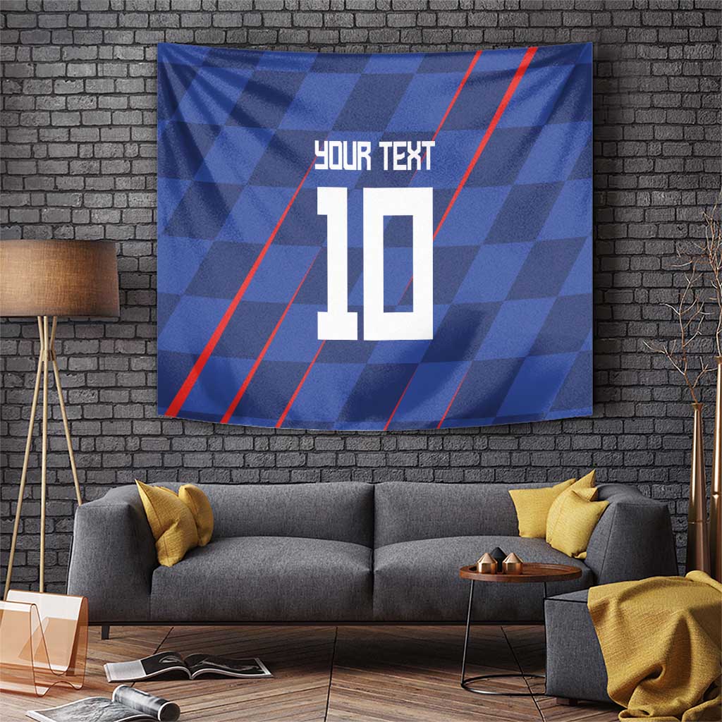 Custom Croatia National Football Tapestry The Checkered Blue Version - Wonder Print Shop