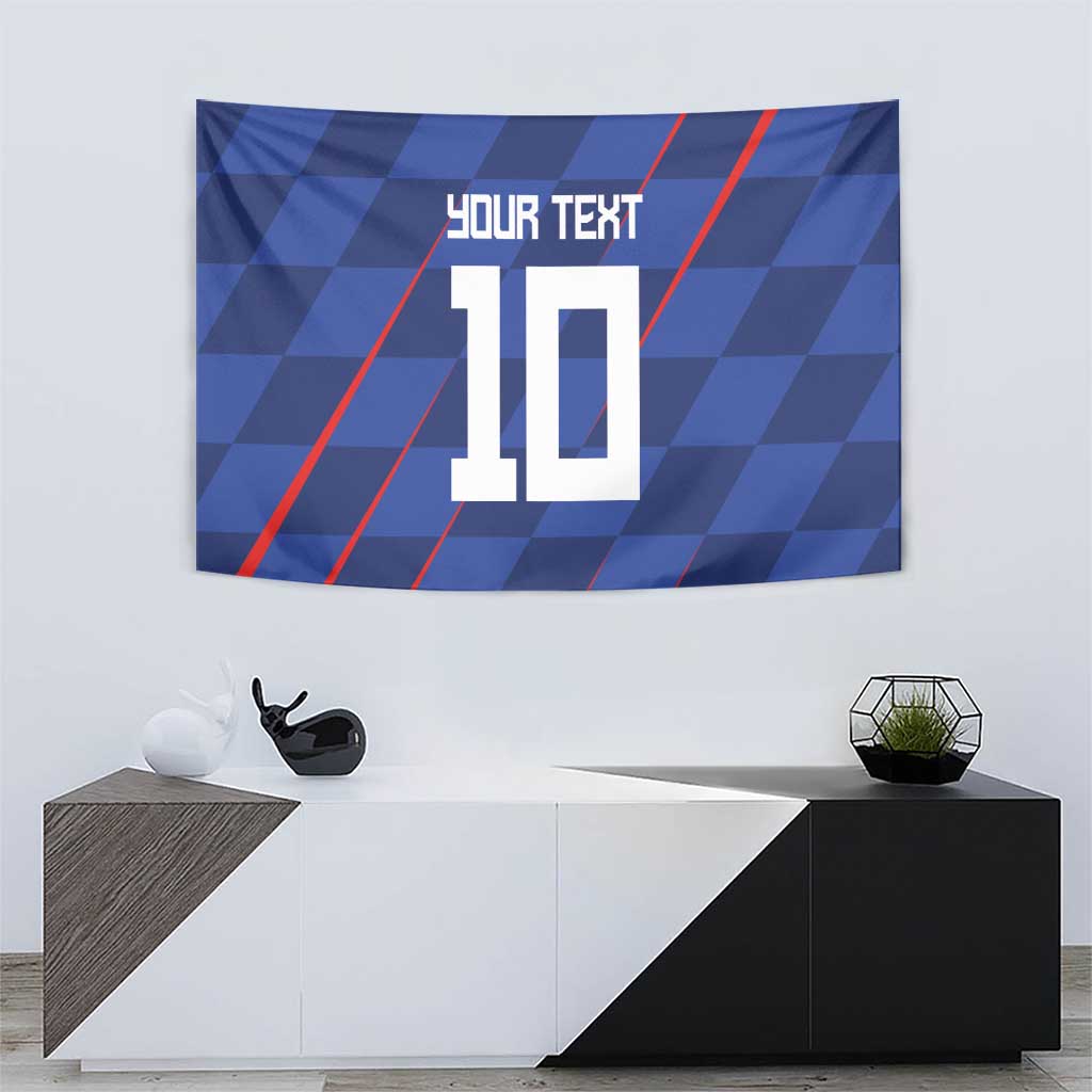Custom Croatia National Football Tapestry The Checkered Blue Version - Wonder Print Shop
