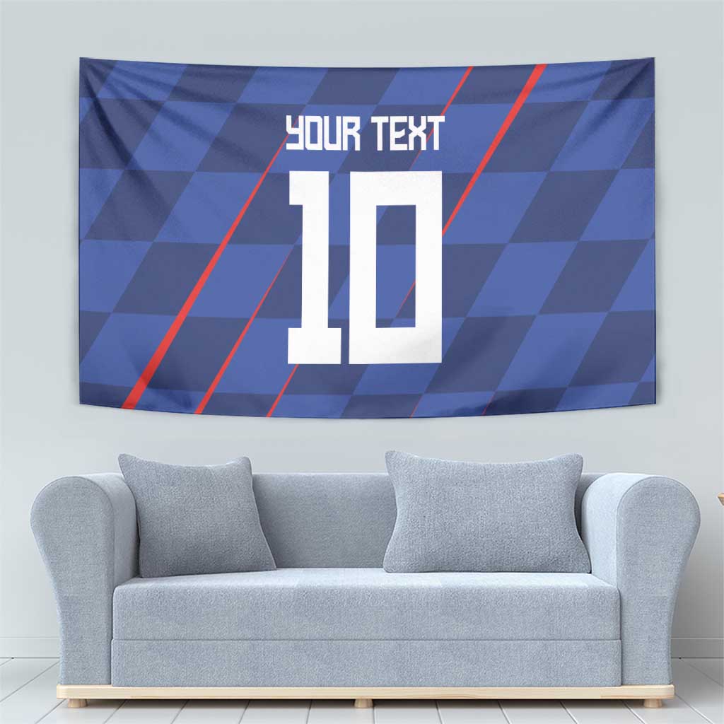 Custom Croatia National Football Tapestry The Checkered Blue Version - Wonder Print Shop