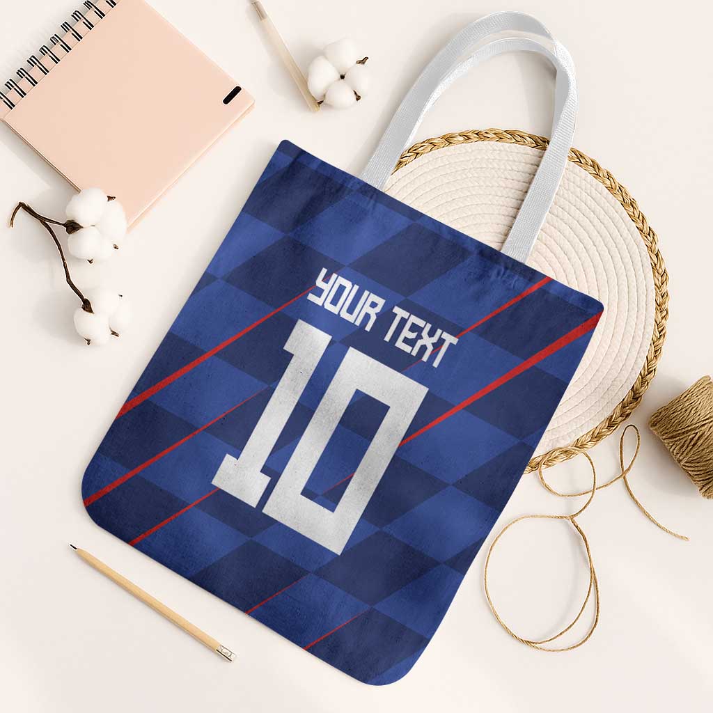 Custom Croatia National Football Tote Bag The Checkered Blue Version - Wonder Print Shop