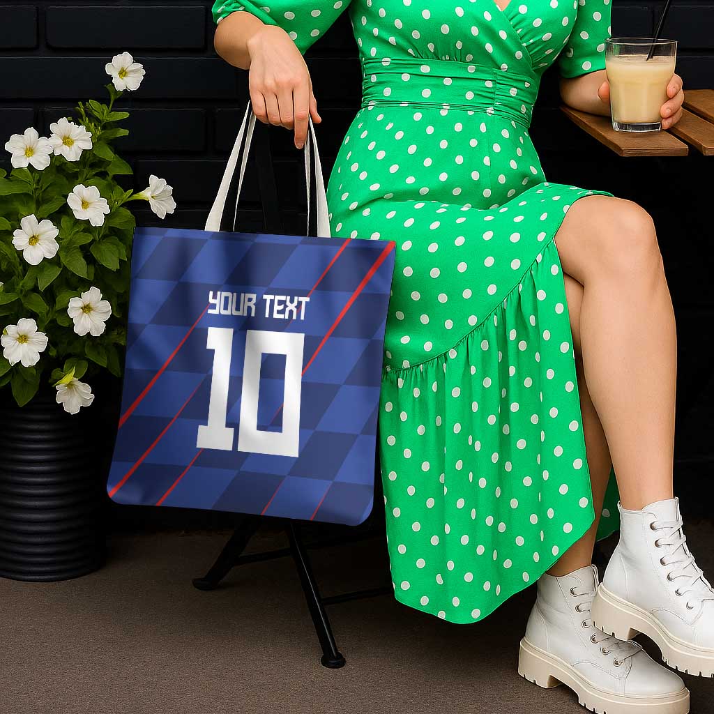 Custom Croatia National Football Tote Bag The Checkered Blue Version - Wonder Print Shop
