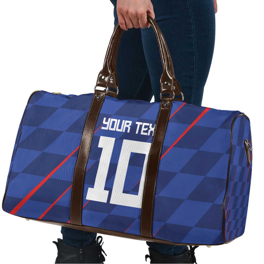 Custom Croatia National Football Travel Bag The Checkered Blue Version - Wonder Print Shop