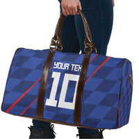 Custom Croatia National Football Travel Bag The Checkered Blue Version - Wonder Print Shop