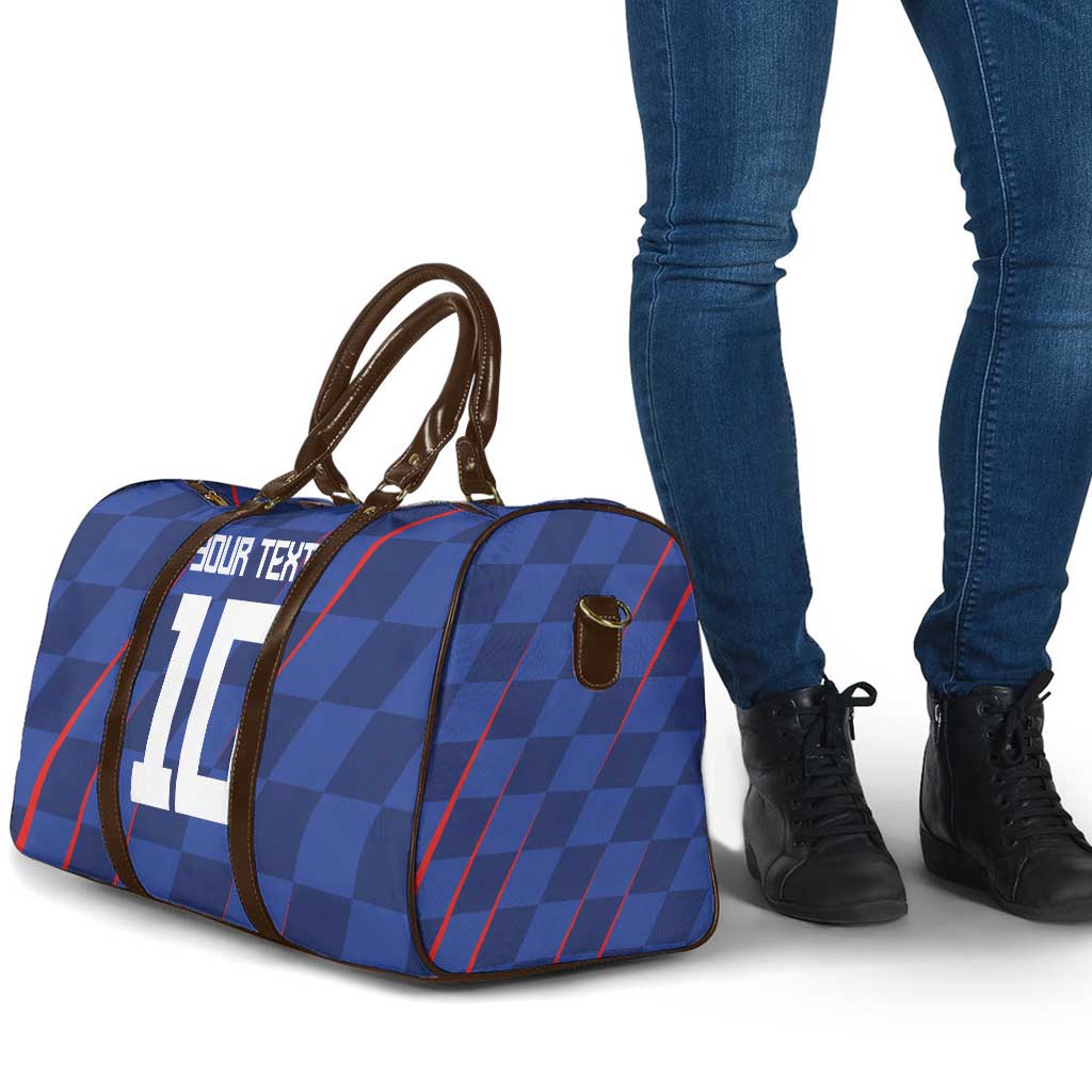 Custom Croatia National Football Travel Bag The Checkered Blue Version - Wonder Print Shop