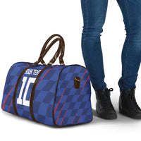 Custom Croatia National Football Travel Bag The Checkered Blue Version - Wonder Print Shop