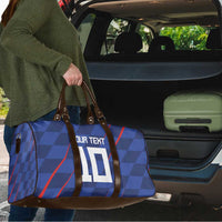 Custom Croatia National Football Travel Bag The Checkered Blue Version - Wonder Print Shop