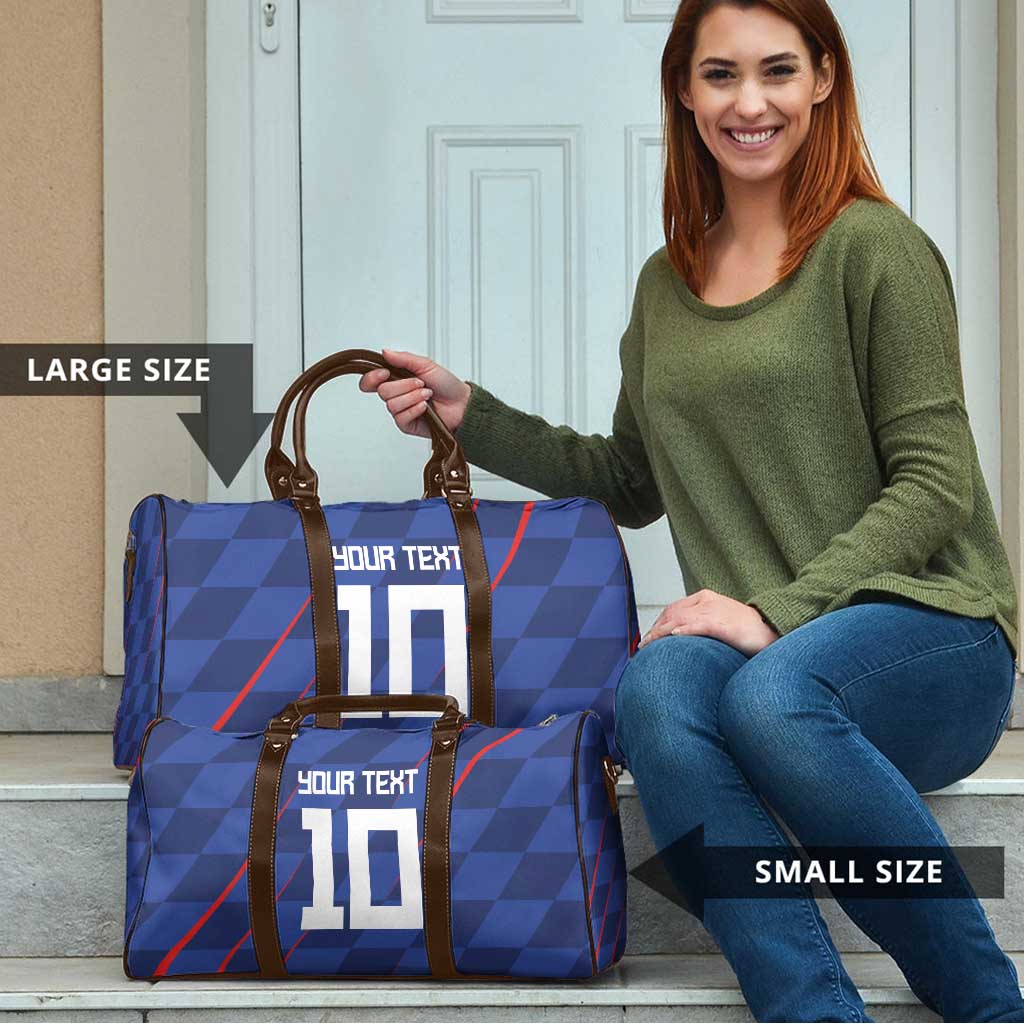 Custom Croatia National Football Travel Bag The Checkered Blue Version - Wonder Print Shop