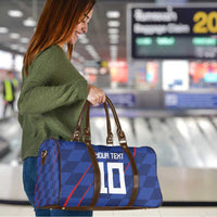 Custom Croatia National Football Travel Bag The Checkered Blue Version - Wonder Print Shop