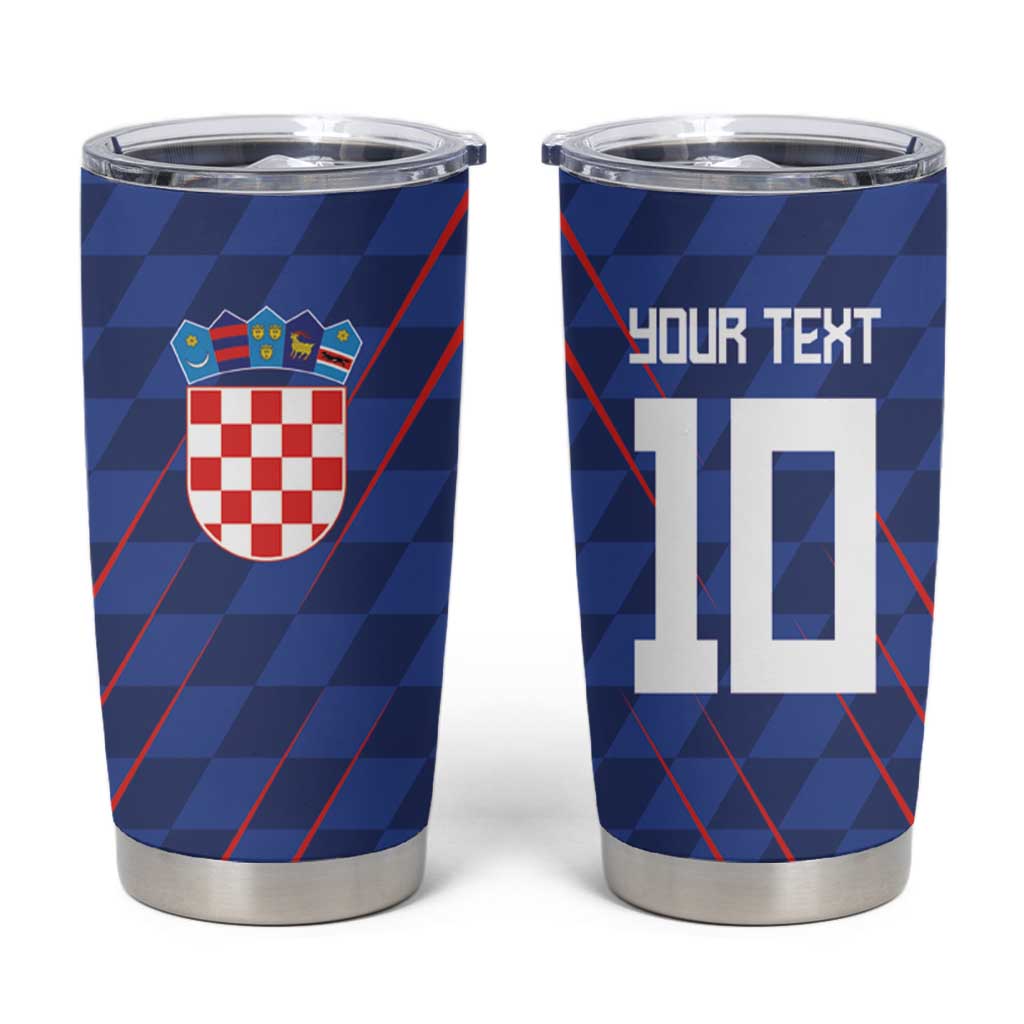 Custom Croatia National Football Tumbler Cup The Checkered Blue Version - Wonder Print Shop