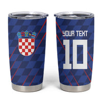 Custom Croatia National Football Tumbler Cup The Checkered Blue Version - Wonder Print Shop