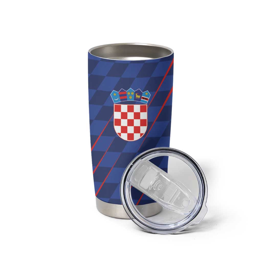 Custom Croatia National Football Tumbler Cup The Checkered Blue Version - Wonder Print Shop