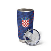 Custom Croatia National Football Tumbler Cup The Checkered Blue Version - Wonder Print Shop
