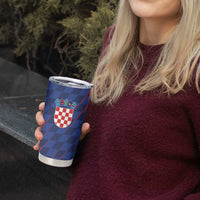 Custom Croatia National Football Tumbler Cup The Checkered Blue Version - Wonder Print Shop