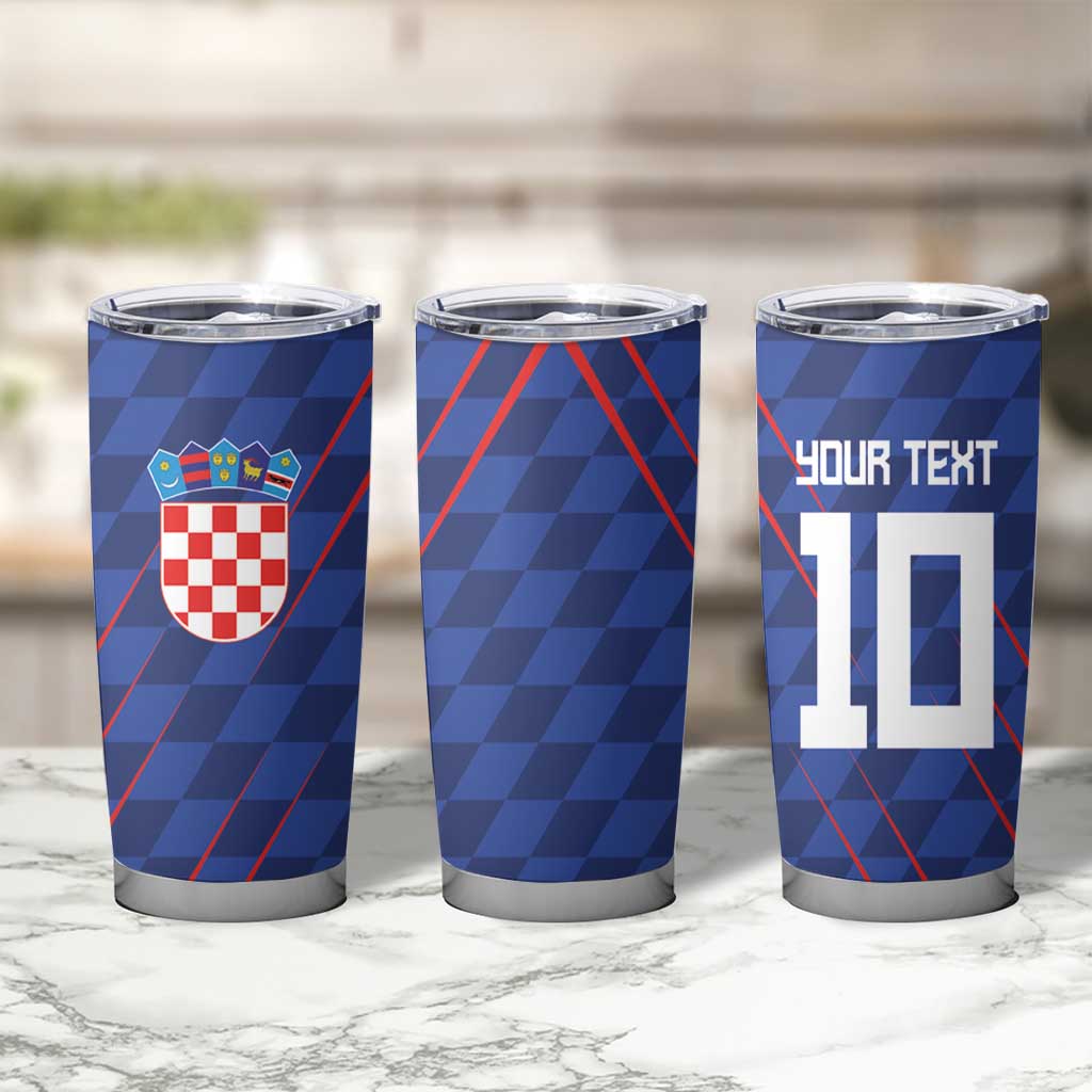 Custom Croatia National Football Tumbler Cup The Checkered Blue Version - Wonder Print Shop