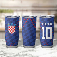 Custom Croatia National Football Tumbler Cup The Checkered Blue Version - Wonder Print Shop