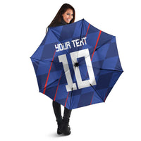 Custom Croatia National Football Umbrella The Checkered Blue Version - Wonder Print Shop