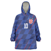 Custom Croatia National Football Wearable Blanket Hoodie The Checkered Blue Version - Wonder Print Shop