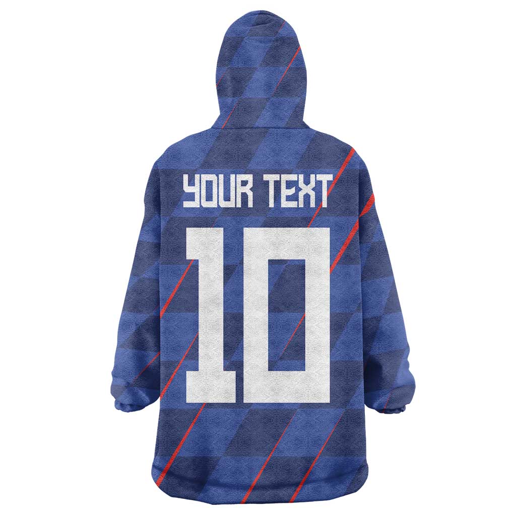 Custom Croatia National Football Wearable Blanket Hoodie The Checkered Blue Version - Wonder Print Shop