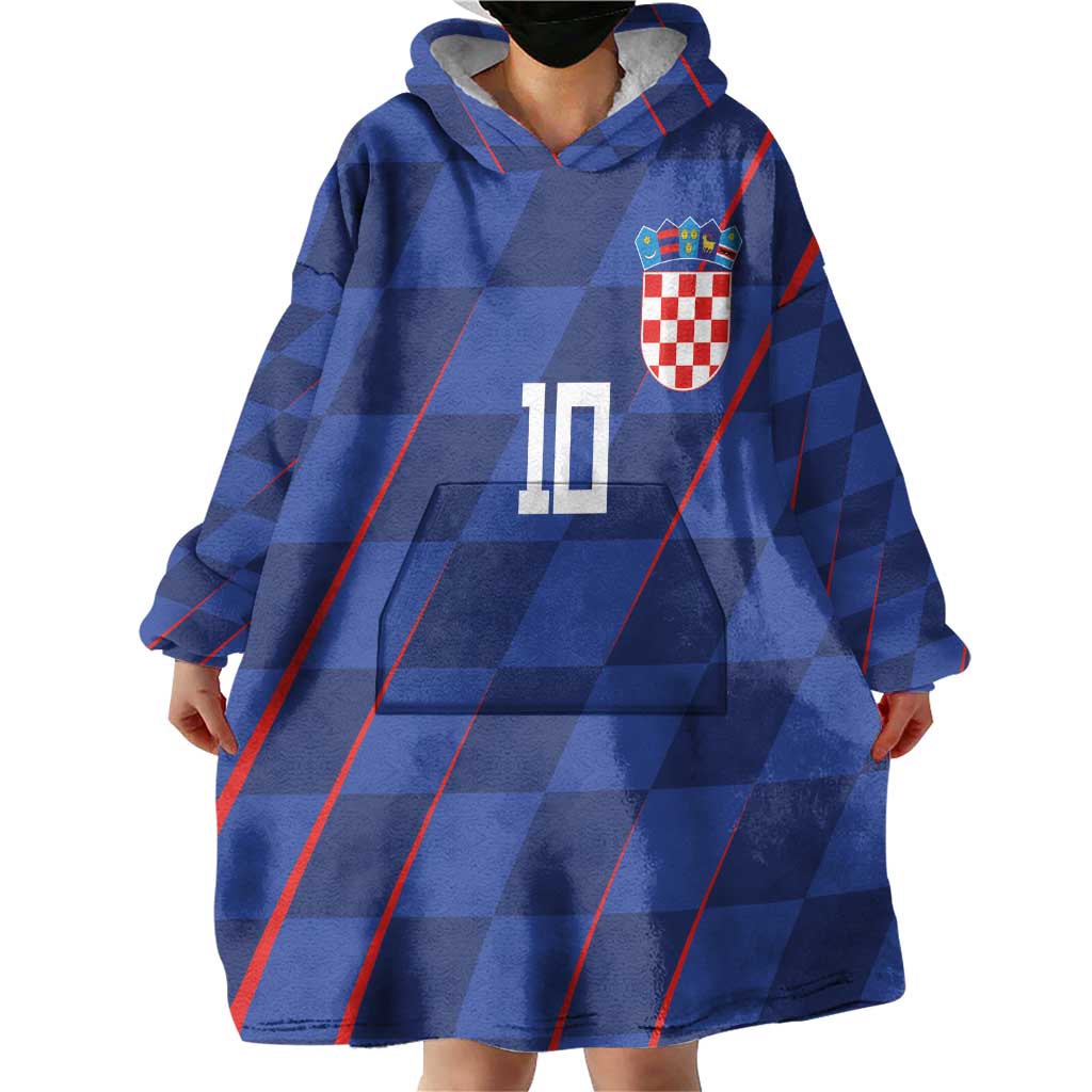 Custom Croatia National Football Wearable Blanket Hoodie The Checkered Blue Version - Wonder Print Shop