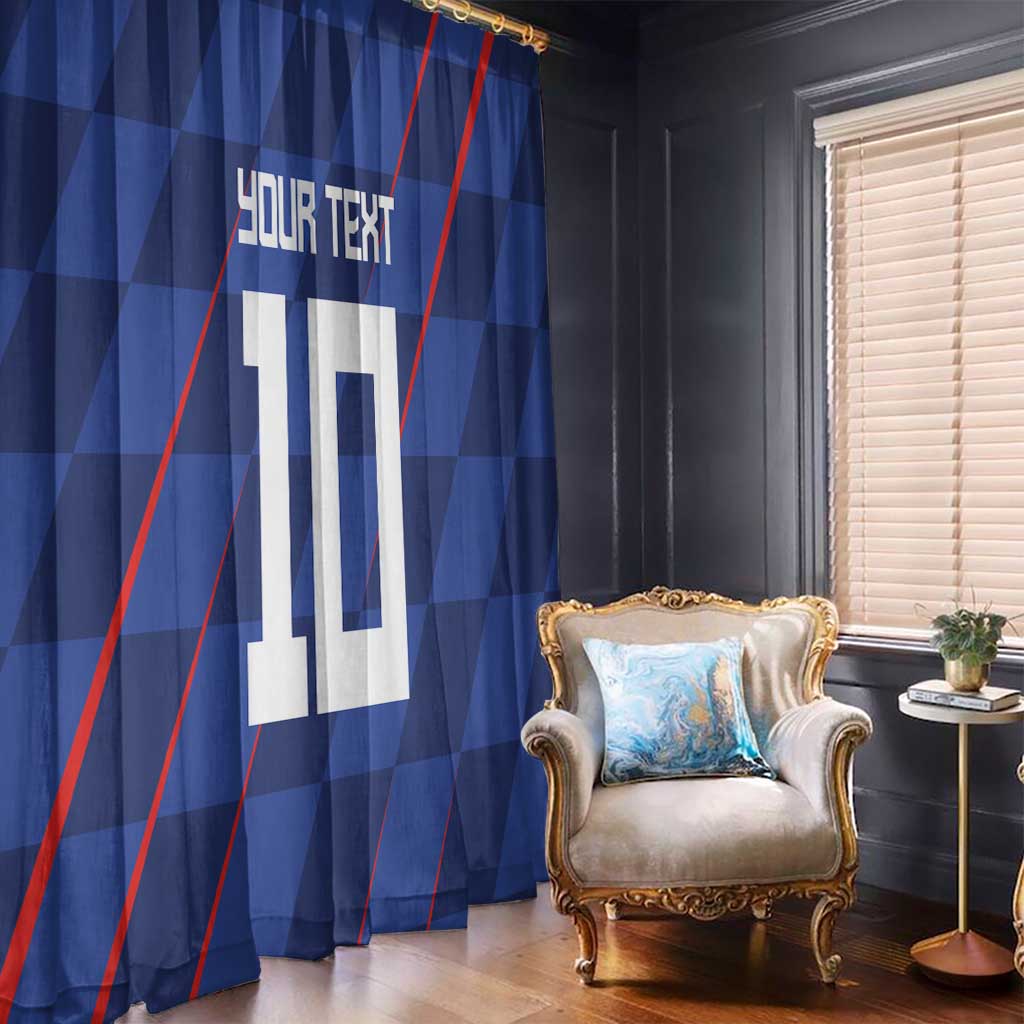 Custom Croatia National Football Window Curtain The Checkered Blue Version - Wonder Print Shop
