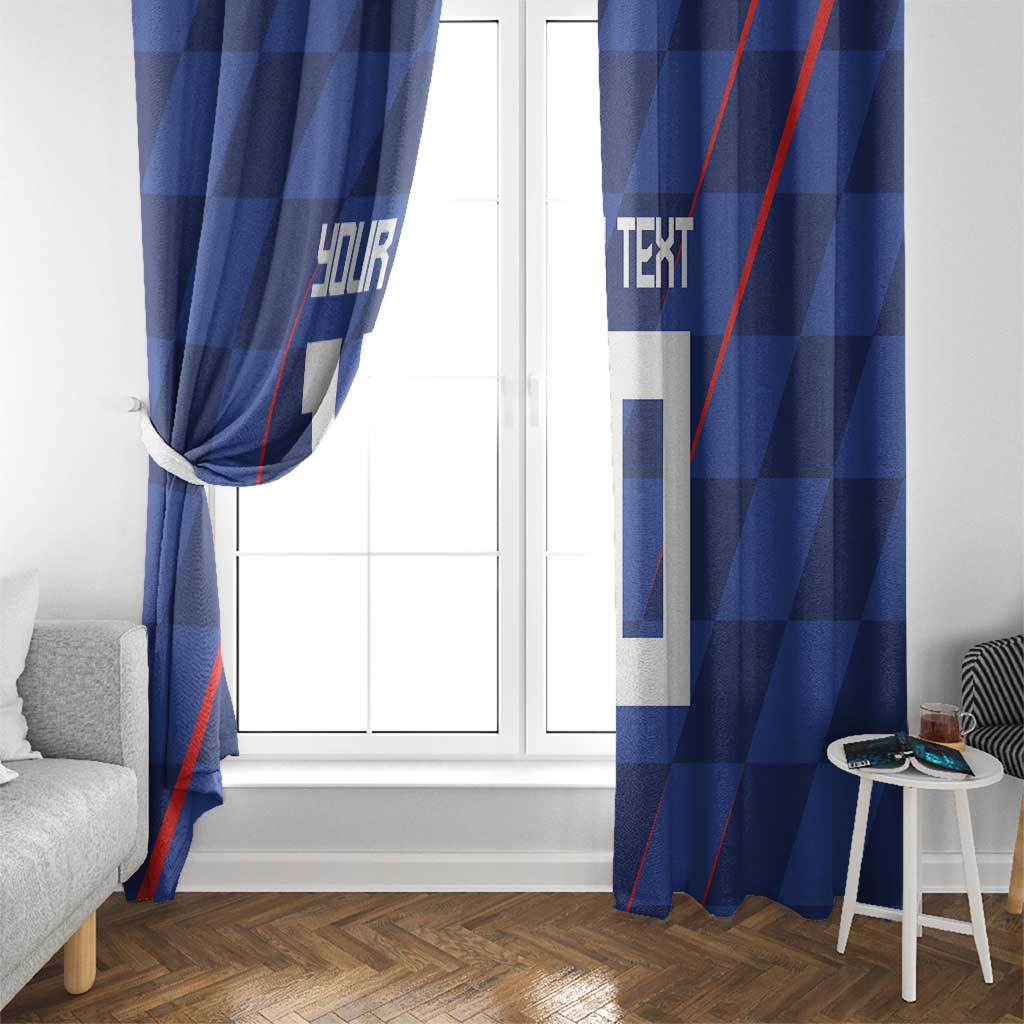 Custom Croatia National Football Window Curtain The Checkered Blue Version - Wonder Print Shop