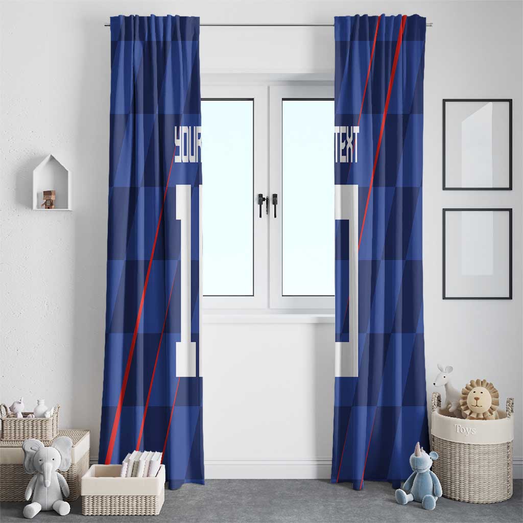 Custom Croatia National Football Window Curtain The Checkered Blue Version - Wonder Print Shop