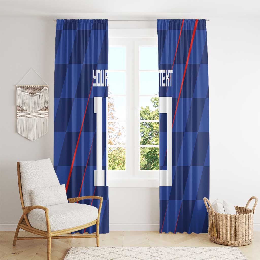 Custom Croatia National Football Window Curtain The Checkered Blue Version - Wonder Print Shop