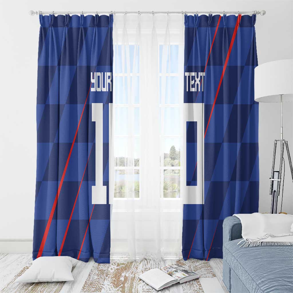 Custom Croatia National Football Window Curtain The Checkered Blue Version - Wonder Print Shop