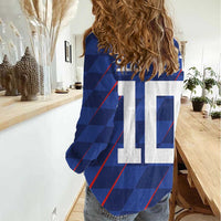 Custom Croatia National Football Women Casual Shirt The Checkered Blue Version - Wonder Print Shop