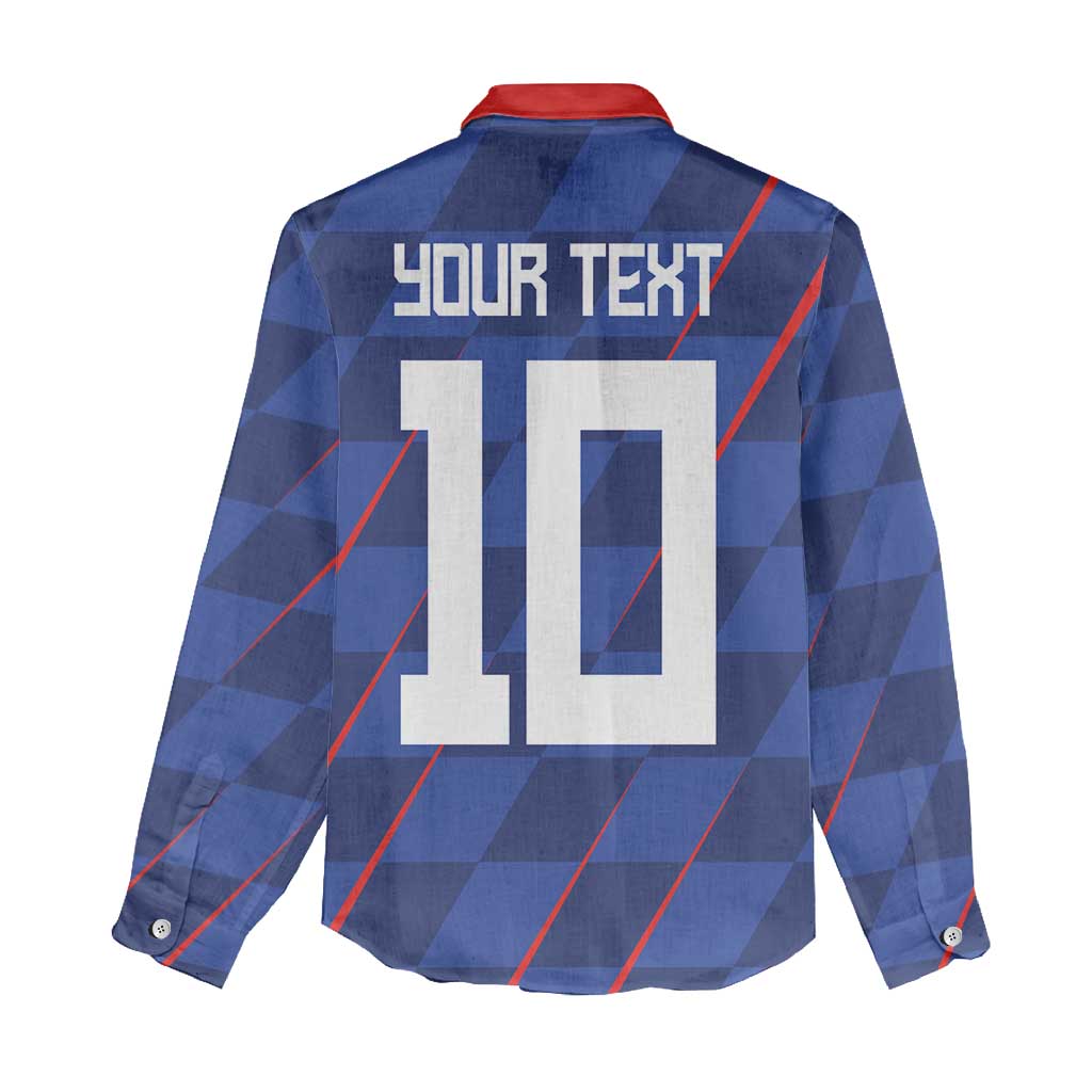 Custom Croatia National Football Women Casual Shirt The Checkered Blue Version - Wonder Print Shop