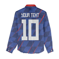 Custom Croatia National Football Women Casual Shirt The Checkered Blue Version - Wonder Print Shop