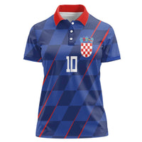 Custom Croatia National Football Women Polo Shirt The Checkered Blue Version - Wonder Print Shop