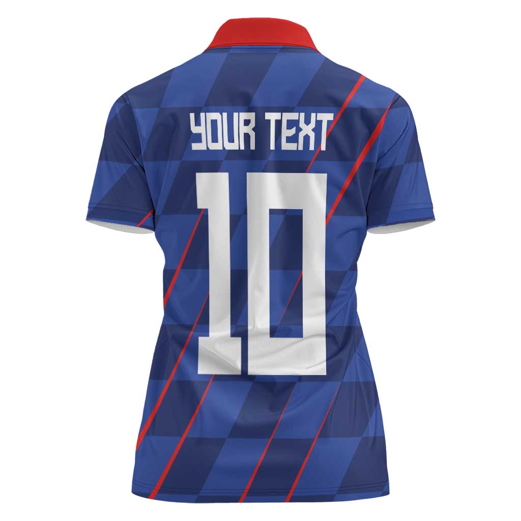 Custom Croatia National Football Women Polo Shirt The Checkered Blue Version - Wonder Print Shop