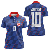 Custom Croatia National Football Women Polo Shirt The Checkered Blue Version - Wonder Print Shop