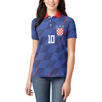 Custom Croatia National Football Women Polo Shirt The Checkered Blue Version - Wonder Print Shop
