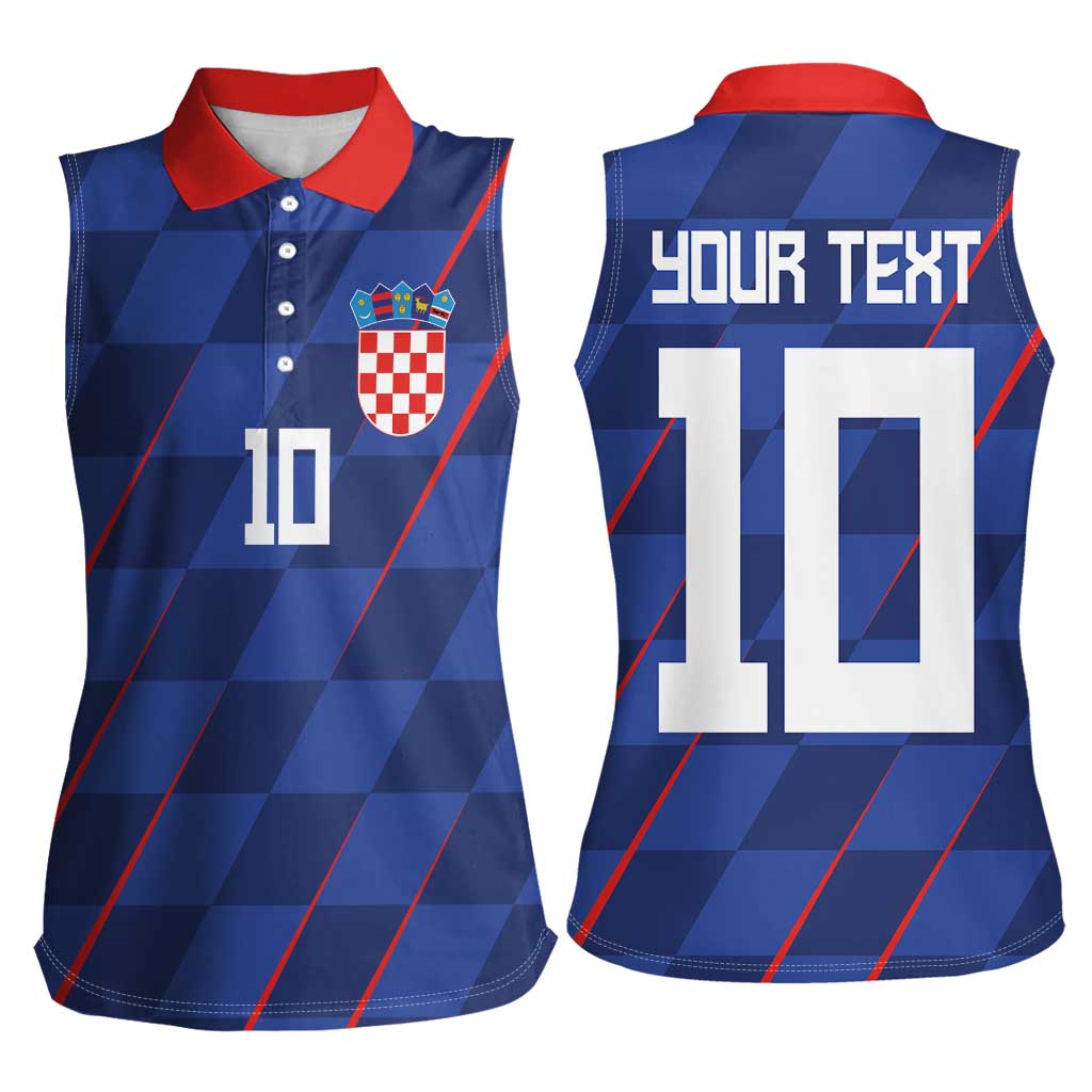 Custom Croatia National Football Women Sleeveless Polo Shirt The Checkered Blue Version - Wonder Print Shop