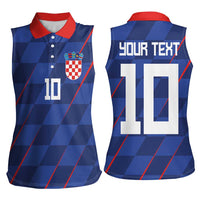 Custom Croatia National Football Women Sleeveless Polo Shirt The Checkered Blue Version - Wonder Print Shop