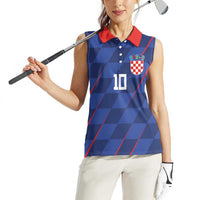 Custom Croatia National Football Women Sleeveless Polo Shirt The Checkered Blue Version - Wonder Print Shop