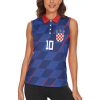 Custom Croatia National Football Women Sleeveless Polo Shirt The Checkered Blue Version - Wonder Print Shop