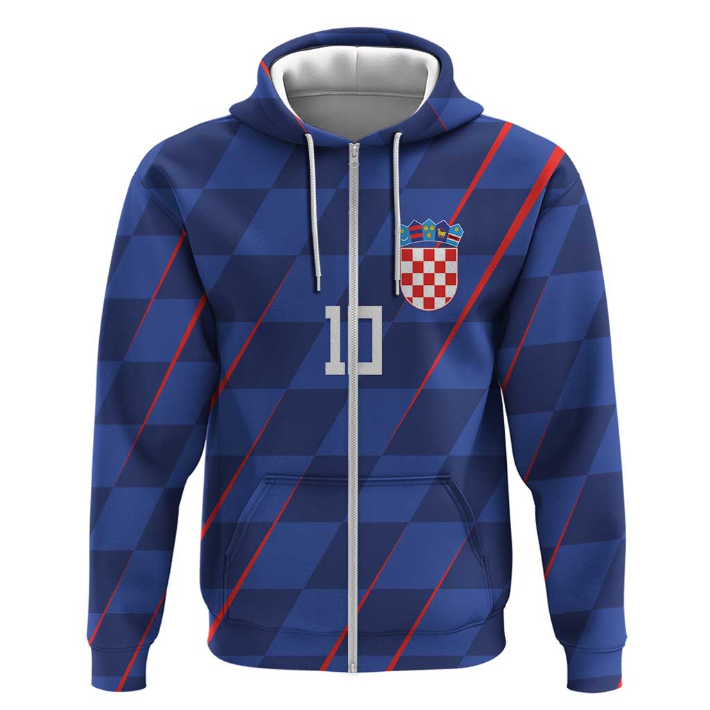 Custom Croatia National Football Zip Hoodie The Checkered Blue Version - Wonder Print Shop