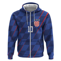 Custom Croatia National Football Zip Hoodie The Checkered Blue Version - Wonder Print Shop
