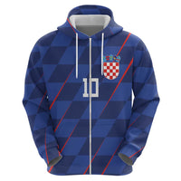 Custom Croatia National Football Zip Hoodie The Checkered Blue Version - Wonder Print Shop